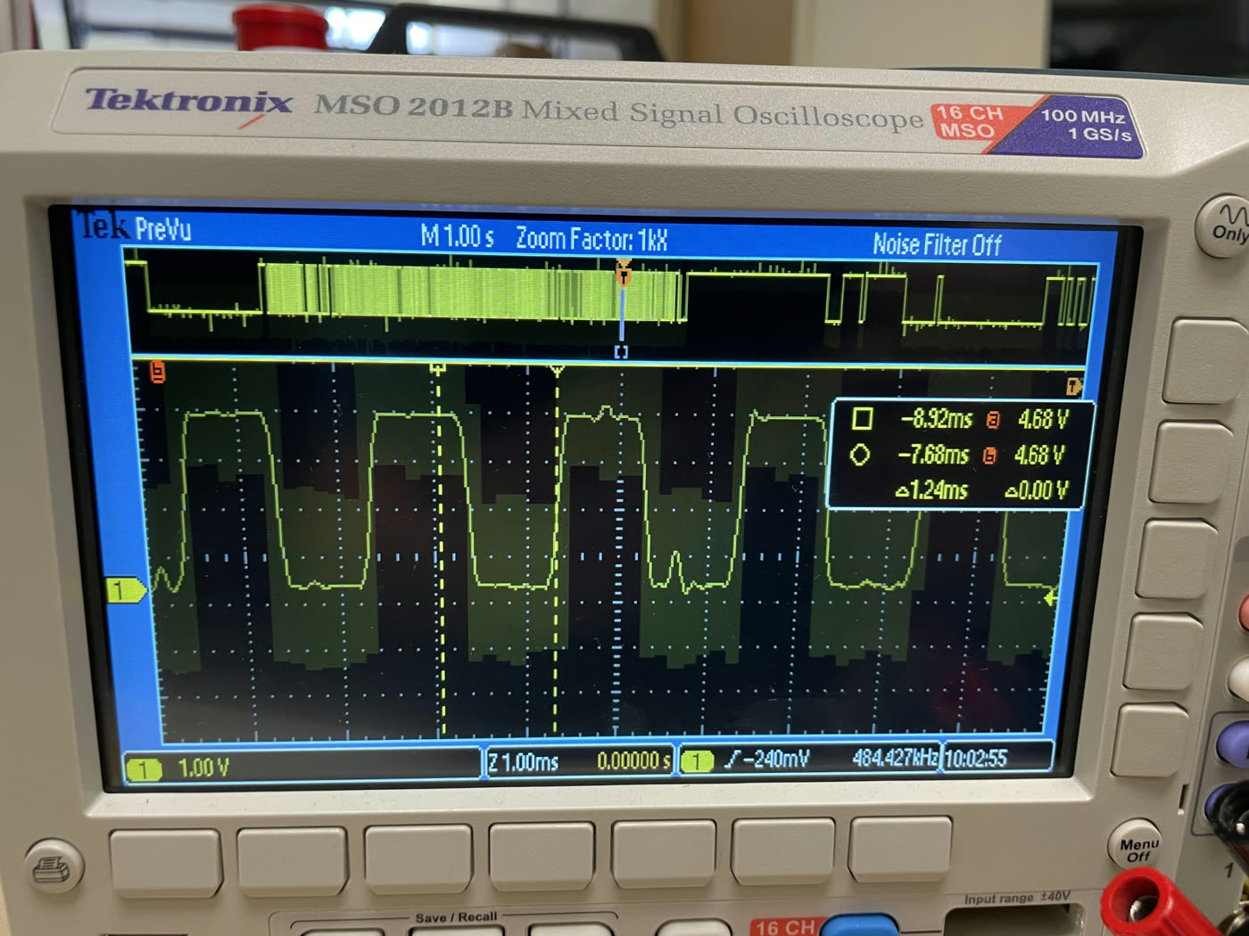 Oscilloscope trace of encoder noise