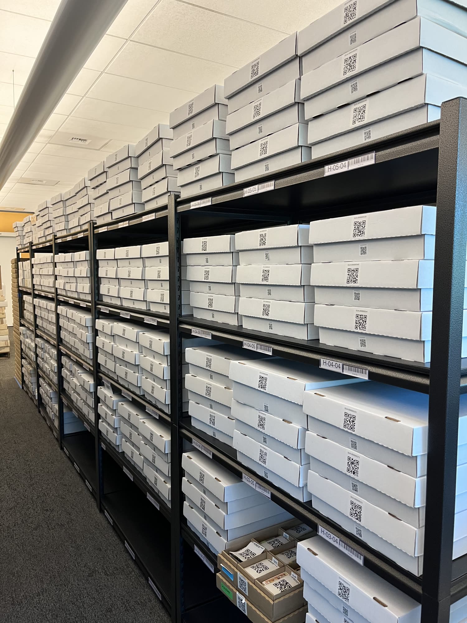 Quad box storage shelving